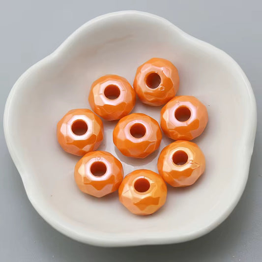 BBB 237 (p) Orange Big Faceted Rondelle Luminous Shiny Bead ( 1 pc ) UV Plated Acrylic ( 14 mm )