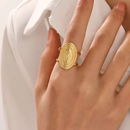 RSJ06G Oval Modern Ring adjustable - 18k Gold PVD plated 316  stainless steel - Anti tarnish