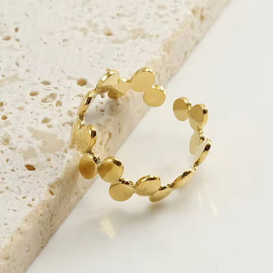 SS 200 polka style ring adjustable- 18k gold plated stainless steel - Anti tarnish - Wholesale