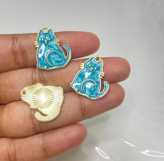 SS 815 blue cat enamel charm (1PC)