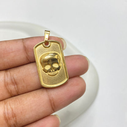 SC 02 (O) Ingrained skull Stainless steel charm with pendant bail ( 1 pc ) Anti tarnish