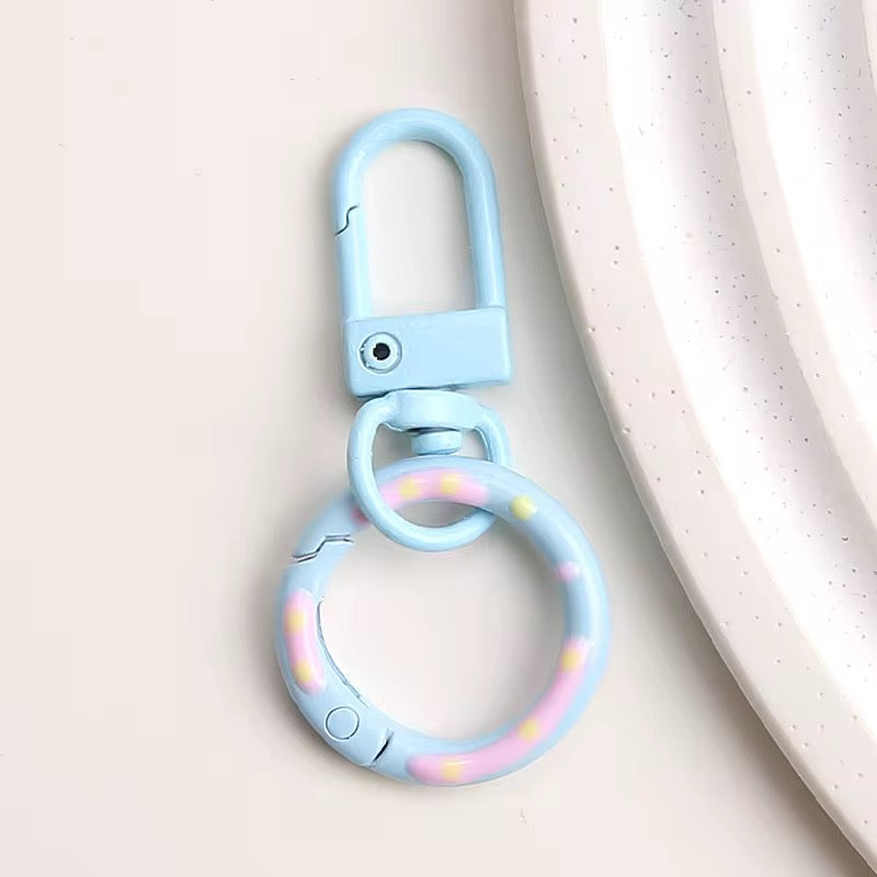 BBB 233 (k) Light Blue Candy baked paint Donut Buckle O Ring Keychain Clasp ( 1 pc ) Spring Clasp Key Ring ( 5.1:2.4 cm ) High Quality Alloy