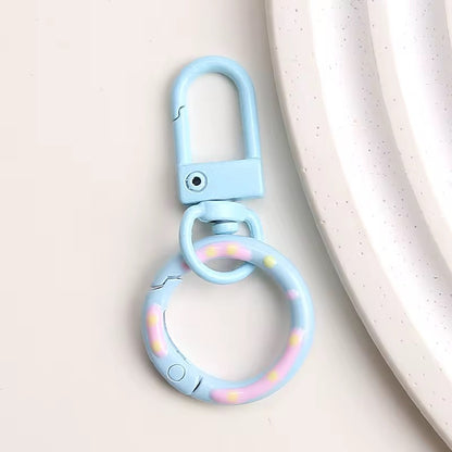 BBB 233 (k) Light Blue Candy baked paint Donut Buckle O Ring Keychain Clasp ( 1 pc ) Spring Clasp Key Ring ( 5.1:2.4 cm ) High Quality Alloy