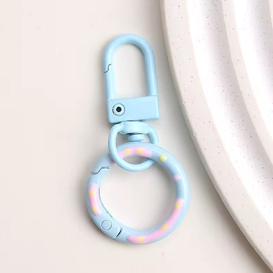 BBB 233 (k) Light Blue Candy baked paint Donut Buckle O Ring Keychain Clasp ( 1 pc ) Spring Clasp Key Ring ( 5.1:2.4 cm ) High Quality Alloy