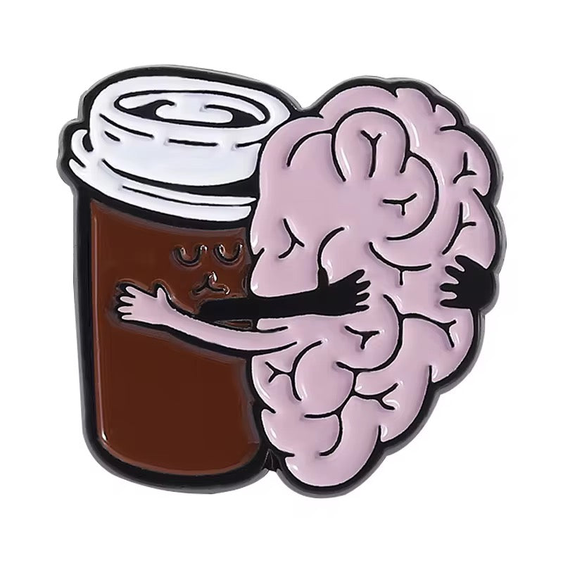PK 109 Coffee Brain Enamel Pin Badge ( 1 pc ) Imported Premium Quality