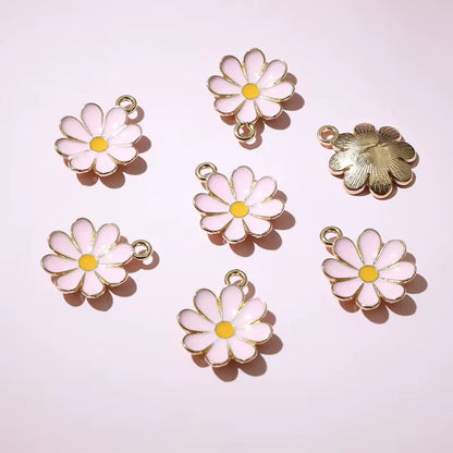 EC06I Cute Daisy Flower enamel charm ( 1 pc ) Tarnish Resistant ( 19:15 mm )