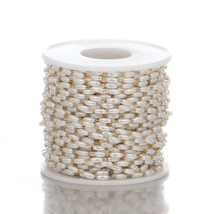 DIYS296 Pearl Link Chain ( 1 feet ) 18K Gold PVD