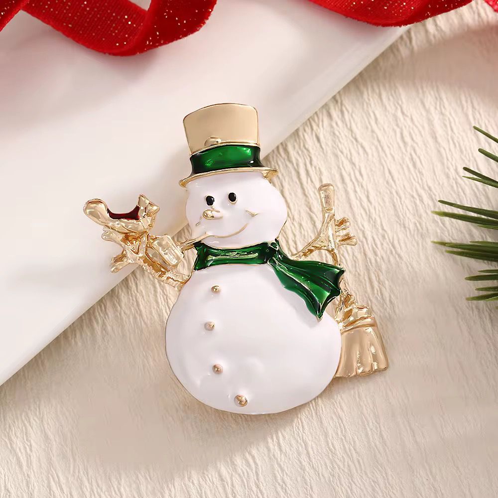 BR 77 Snowman Christmas Zircon Brooch ( 1 PC ) Anti Resistant