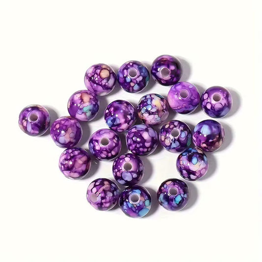 BBB 187 (b) Deep Purple Marble pattern Acrylic Bead ( 1 pc ) ( 8 mm )