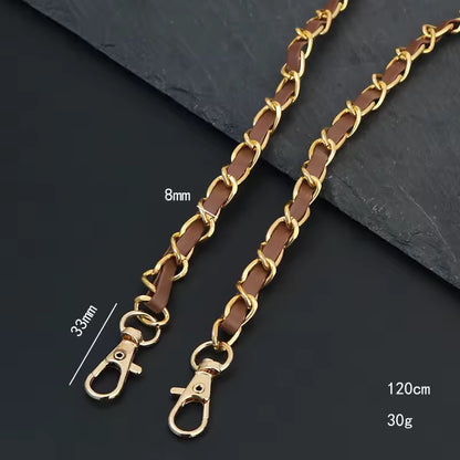 BBB 272 (e) Brown Handbag Shoulder Strap - Chain and leather Bag Hardware ( 1 pc ) ( 120 cm )