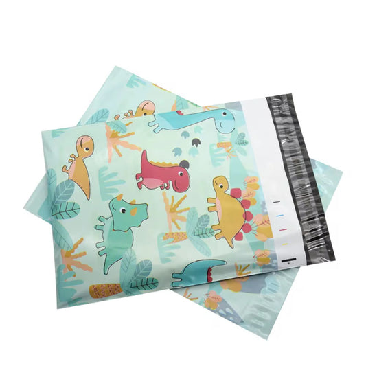 Cute Dinosaur Poly Mailer Bag -  Waterproof & Double Sided - Designer Premium Packaging ( 10:13 inch )