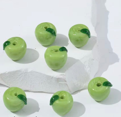 BBB 299 (f) Green Apple Fruit glass bead ( 1 pc ) Lampwork Bead