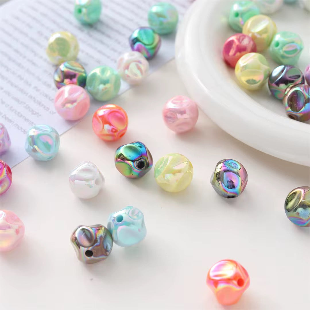 BBB 221 (d) Yellow Irregular Bubble 3D Acrylic bead ( 1 pc ) UV Plated ( 12 mm )