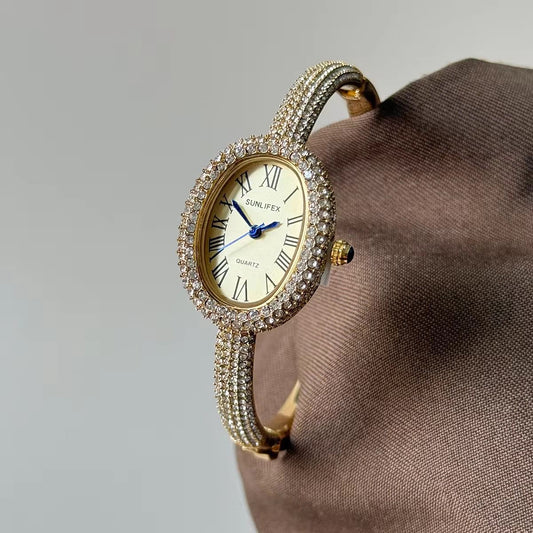 VW 13 Zircon Cartier Inspired Stainless steel Watch - 18k Gold PVD plated stainless steel - Anti tarnish