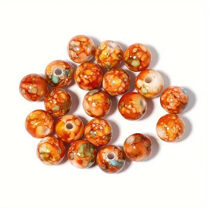 BBB 187 (i) Orange Marble pattern Acrylic Bead ( 1 pc ) ( 8 mm )