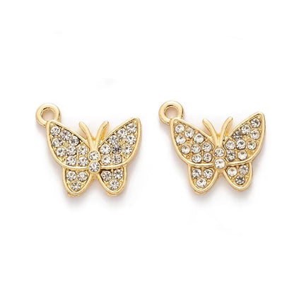 BBB 228 Zircon Butterfly Gold Alloy Premium charm ( 1 pc ) Tarnish Resistant ( 12:14 mm )