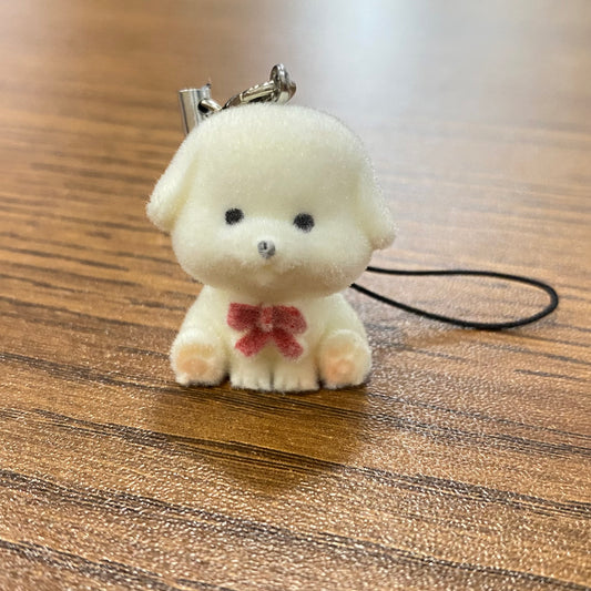 BBB 267 (f) Cute Doggy with Bow 3D Flocking Resin charm ( 1 pc ) with Hook ( no keyring ) ( 95 mm )