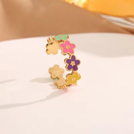 RSJ15F Floral ring -  18k Gold PVD plated 316 stainless steel - Anti tarnish