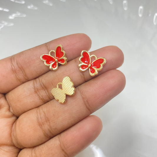 SS 821 Red butterfly enamel charm (1PC)