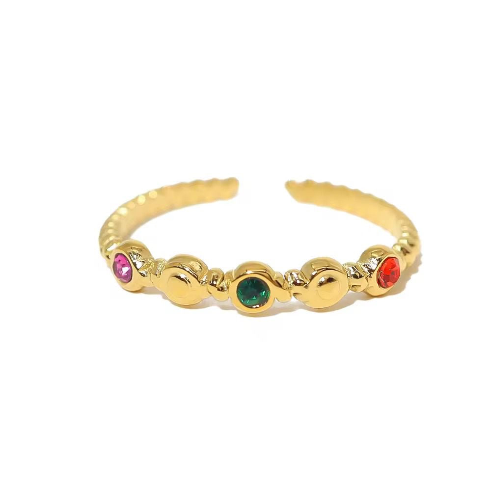 RSJ19B zircon  Ring - 18k gold PVD plated 316 stainless steel - Anti tarnish