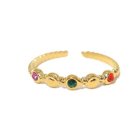 RSJ19B zircon  Ring - 18k gold PVD plated 316 stainless steel - Anti tarnish
