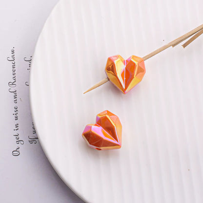 BBB 212 (c) Orange Heart 3D Acrylic bead ( 1 pc ) UV Plated ( 20:21 mm )