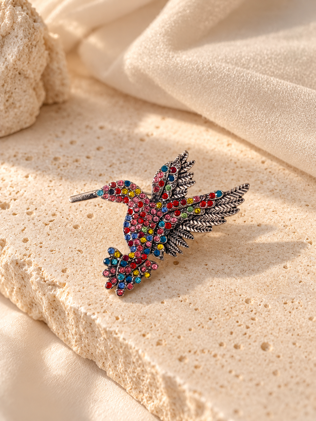 BR05B Multicolour Hummingbird Brooch ( 1 PC ) Anti Resistant