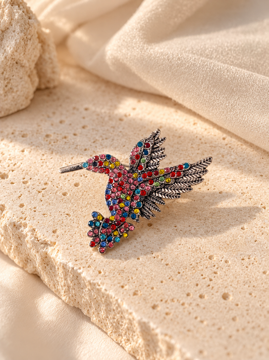 BR05B Multicolour Hummingbird Brooch ( 1 PC ) Anti Resistant