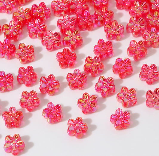 BBB 238 (j) Bright Pink daisy flower candy Luminous Shiny Bead ( 1 pc ) UV Plated Acrylic ( 7 mm )