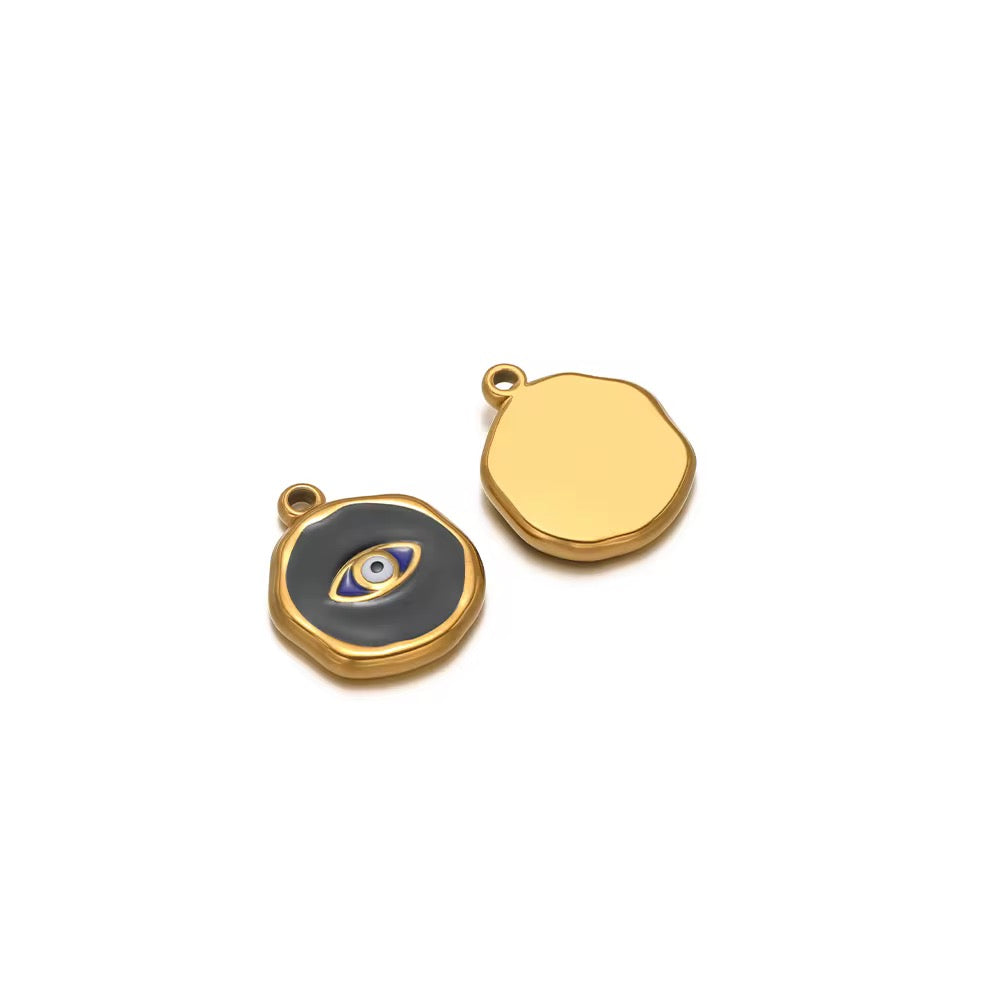 SS 1150 Black Evil Eye Oil Dripping Charm 18K Gold PVD plated stainless steel ( 1 piece ) Anti tarnish ( 16:13 mm )