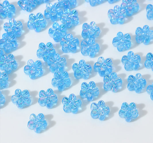 BBB 238 (a) Sea Blue daisy flower candy Luminous Shiny Bead ( 1 pc ) UV Plated Acrylic ( 7 mm )