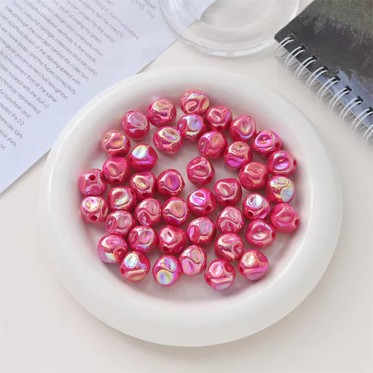 BBB 221 (e) Bright Pink Irregular Bubble 3D Acrylic bead ( 1 pc ) UV Plated ( 12 mm )