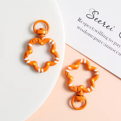 BBB 350 (b) Orange Floral key clasp - Keyring Clasp( 1 pc )
