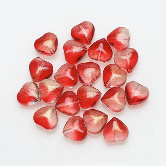BBB 93 (a) Bright Red Heart Crystal glass beads ( 1 pc )