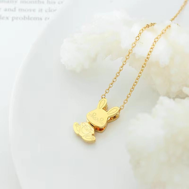 SJ 885 Cute Rabbit Dainty Necklace - 18k Gold PVD plated stainless steel - Anti tarnish