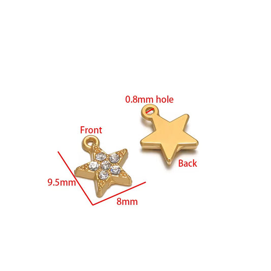 SC16C Star Zircon charm 18k Gold PVD plated 316 stainless steel ( 1 pc ) Anti tarnish