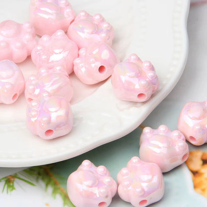 BBB 236 (g) Light Pink Paw Luminous Shiny Bead ( 1 pc ) UV Plated Acrylic ( 16:18 mm )