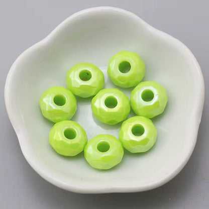 AB52 Yellow Big Faceted Rondelle Luminous Shiny Bead ( 1 pc ) UV Plated Acrylic ( 14 mm )