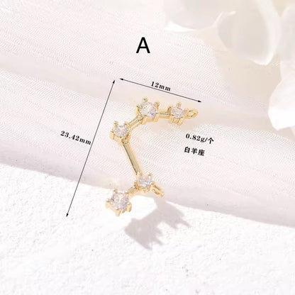 CZ 2383 Constellation singns Zircon 14k gold plated charm ( 1 pc ) - anti tarnish