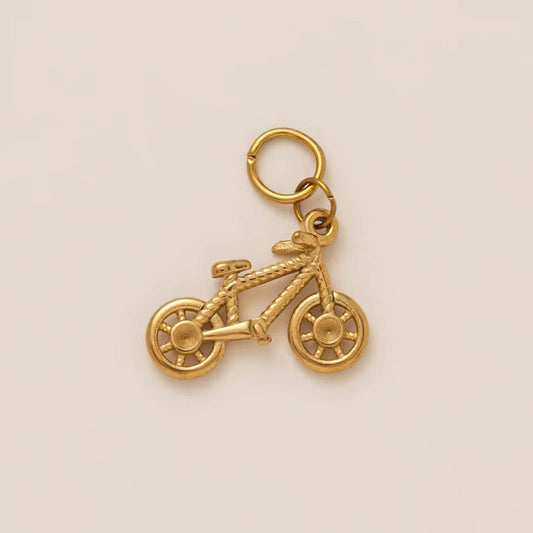 SC11M Cycle charm 18k Gold PVD plated 316 stainless steel ( 1 pc ) Anti tarnish ( 10*22 mm )