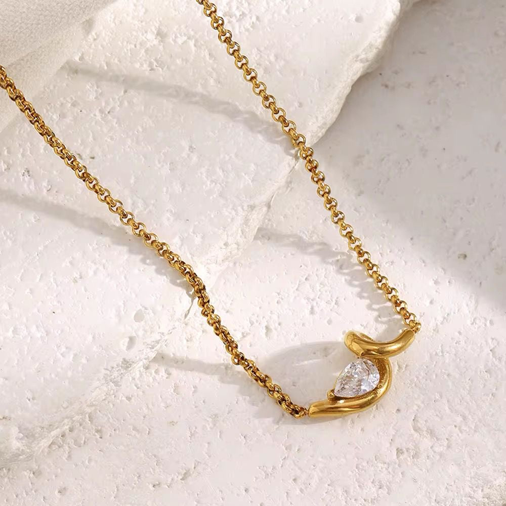 SJ 972 Water Drop Zircon Necklace  - Premium jewellery- 18k Gold PVD plated stainless steel - Anti tarnish