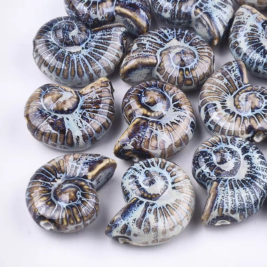 BBB 215 (c) Dark Blue Conch Shell Porcelian Ceramic bead ( 1 pc ) High Shine ( 21:16 mm )