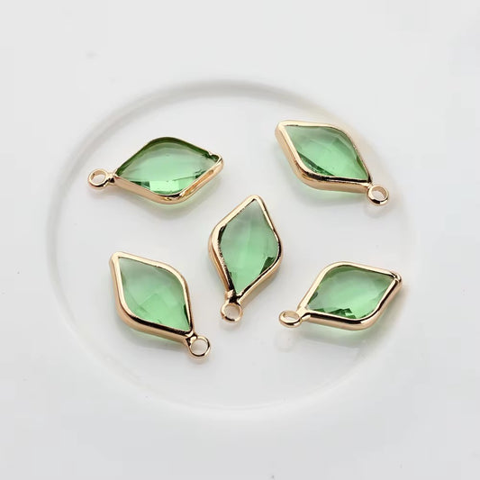 BBB 142 (h) Light Green Diamond zircon charm ( 1 pc ) Anti tarnish ( 17:9 mm )