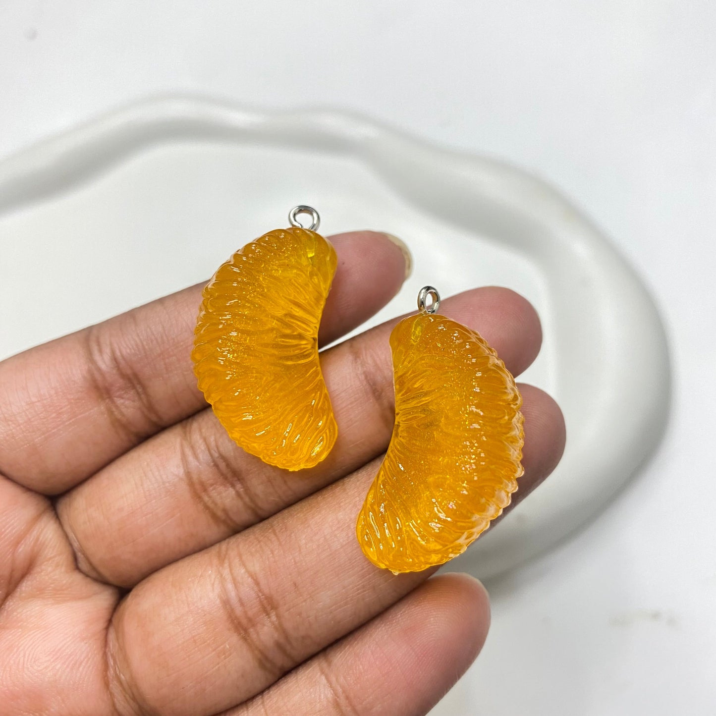 RM12  orange pulp fruit resin charm with hooks- per piece