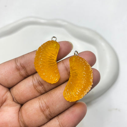 RM12  orange pulp fruit resin charm with hooks- per piece