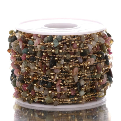 DIYS242 Natural stones Stainless steel chain - per feet - Anti tarnish