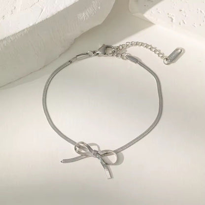 SJ 565 Snake chain bow silver bracelet - 18k Gold PVD plated stainless steel - Anti tarnis