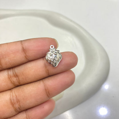 SC02D strawberry charm silver PVD plated 316 stainless steel ( 1 pc ) anti tarnish