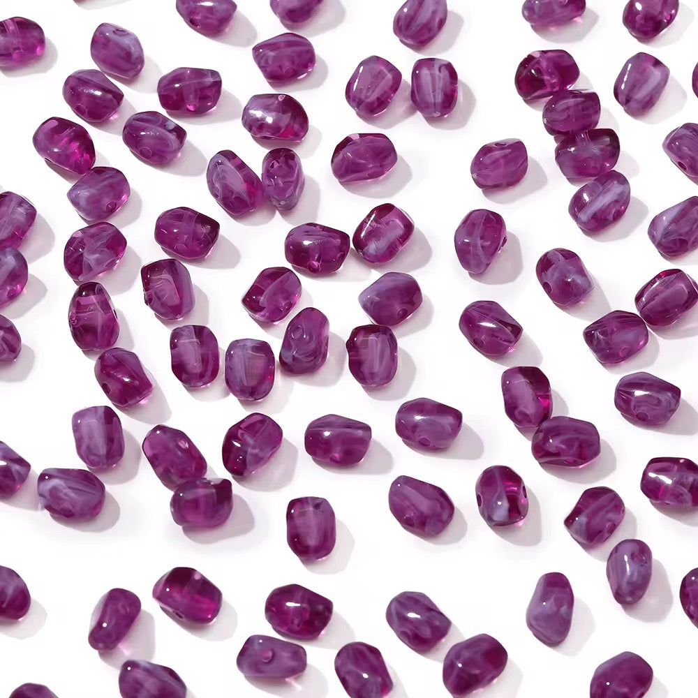 BBB 306 (c) Purple Crystal Chip Shiny  Bead ( 1 pc ) UV Plated Acrylic ( 6*9 mm )