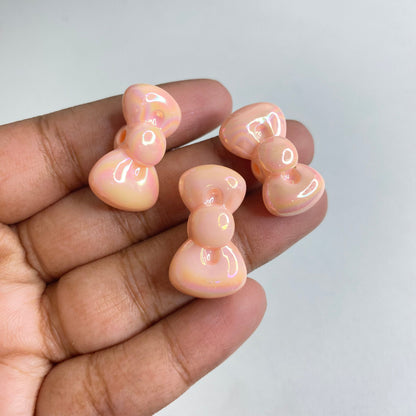AB21 Ribbon Bow Shiny  Bead ( 1 pc ) UV Plated Acrylic ( 12:20 mm )
